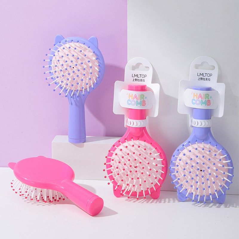 LMLTOP Fashion anti-static smooth cartoon girl air cushion comb Cat ears cute scalp massage comb fluffy hair airbag brush Comb