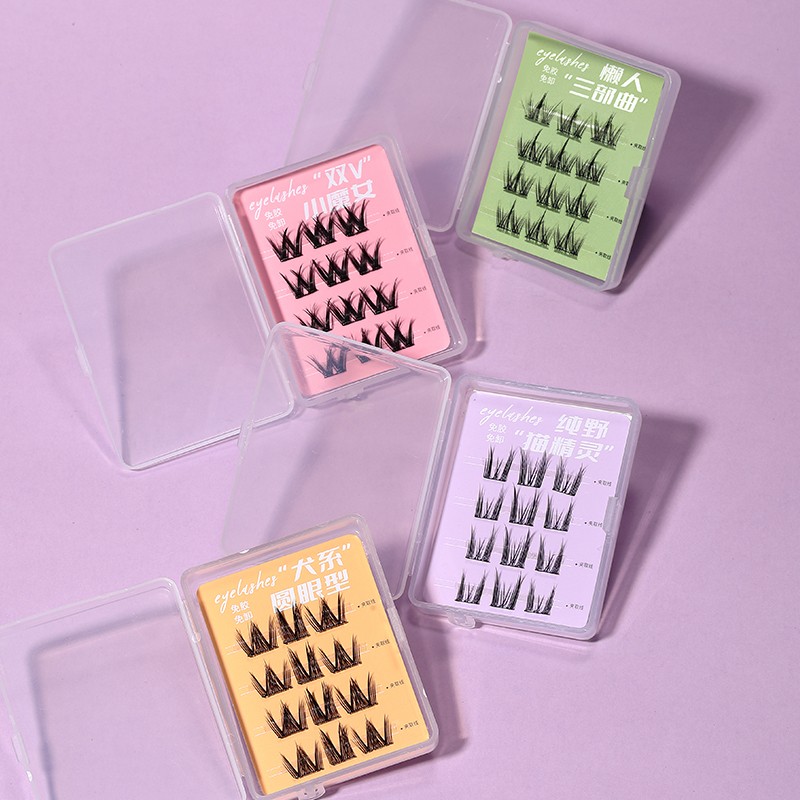 OEM ODM individual No Glue lash clusters DIY 3d Natural eyelash extension kit Pre-cut segment Self Adhesive cluster lashes SY919