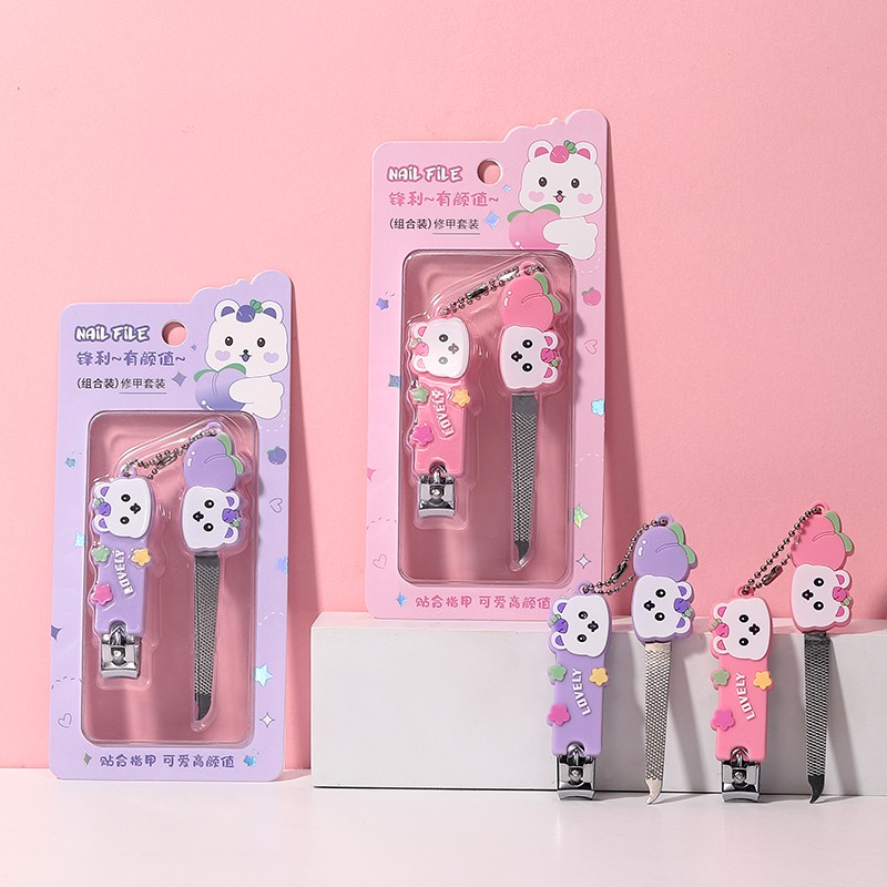 LMLTOP Custom Logo Mini Cute 2-Piece Nail Clipper Kit Stainless Steel Travel Manicure Set Gift Nail Cutter with Nail file SY563